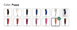 A Nordstrom product page showing a list of available color options
